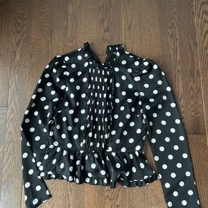 DO&BE polka silk blouse; black and white